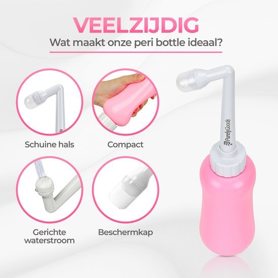 Peri Bottle - Draagbare Bidet - Vaginale Douche - Zwanger - Postpartum - 450 ml - Roze - Afbeelding 3